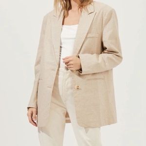 NEW ASTR The Label Linen Blend Boyfriend Blazer